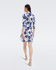 DVF NEW JULIAN TWO DRESS WATERCOLOR FLORAL LG IVORY