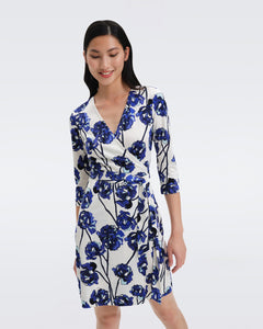 DVF NEW JULIAN TWO DRESS WATERCOLOR FLORAL LG IVORY