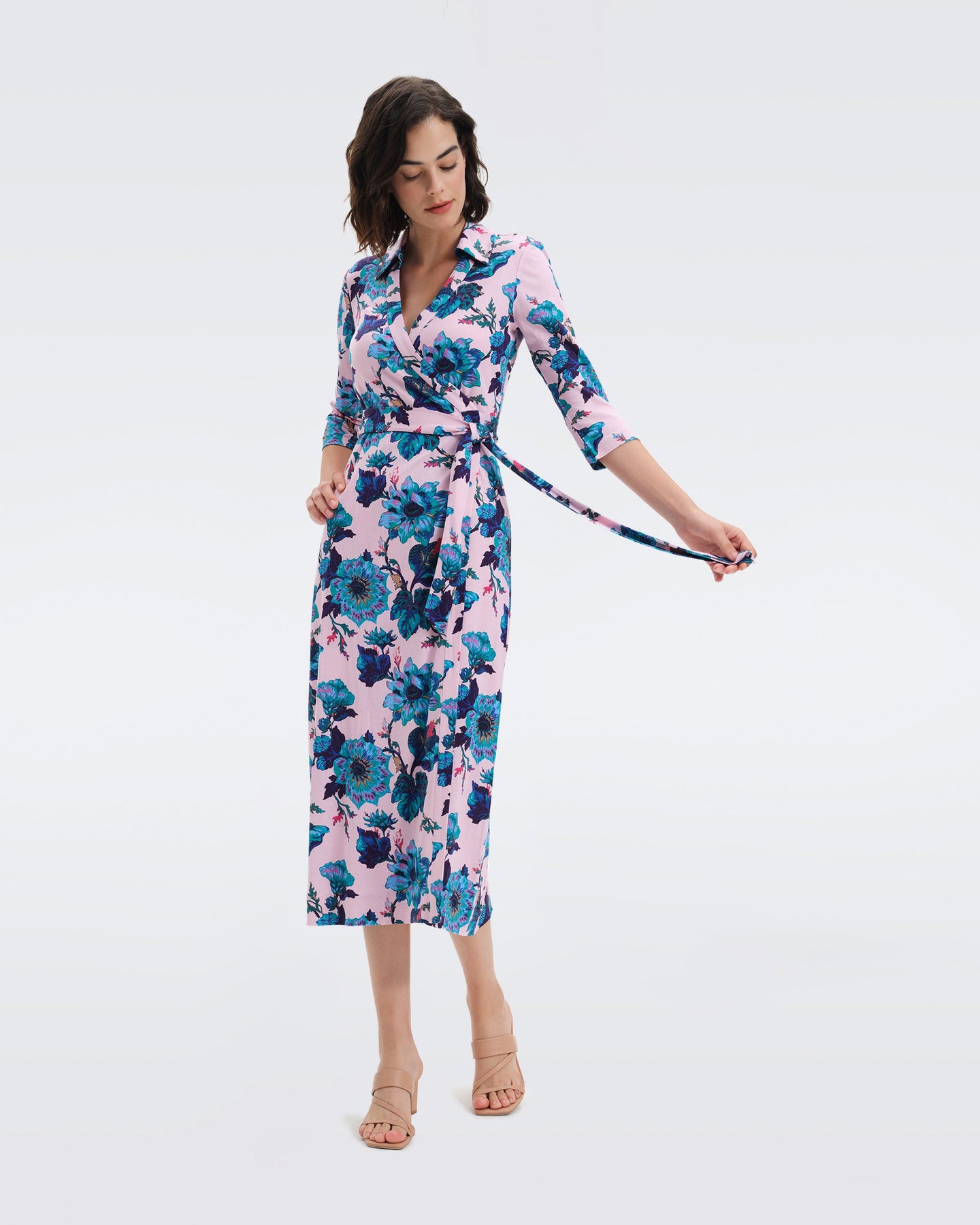 DVF ABIGAIL MIDI DRESS ASTRANTIA LG GODDESS TURQ