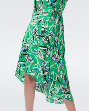 Load image into Gallery viewer, DVF ELOISE MIDI DRESS BUTTERFLY FLORAL SIG GREEN