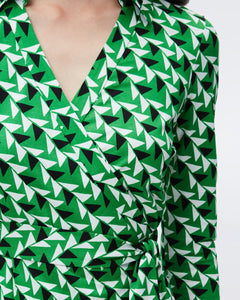 DVF NEW JEANNE TWO DRESS SHIFTED WINGS GREEN