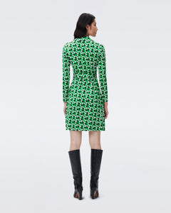 DVF NEW JEANNE TWO DRESS SHIFTED WINGS GREEN