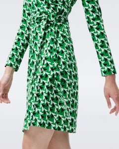 DVF NEW JEANNE TWO DRESS SHIFTED WINGS GREEN