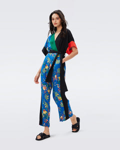 DVF RINNA JUMPSUIT SUMMER BOUQUETS INDIGO