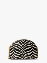 Load image into Gallery viewer, MORGAN ZEBRA EMBOSSED SAFFIANO LEATHER DOUBLE ZIP DOME CROSSBODY